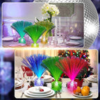 Amylove 8 Pcs Mini Fiber Optic Lamps Bulk Small LED Light up Table Centerpieces for Party Event Decorations with Crystal Base Battery Powered for Glow in The Dark Favors Supplies (9 Inch,Clear)
