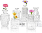 6Pcs Glass Bud Vase Set,Small Flower Vase for Tables Centerpieces Decor, Mini Vintage Clear Vase for Home,Wedding,Party Decorations（6 Pcs，Clear）