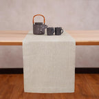 Linen Light Natural Table Runner 48 Inches - 100% Pure Linen Cloth Fabric Hemstitch Table Runner 14 x 48 Inch for Dining, Dresser, Thanksgiving, Fall Christmas - Lino