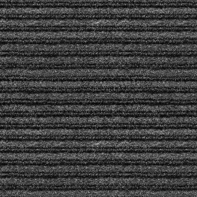 House, Home and More Indoor Outdoor Double-Ribbed Carpet Runner with Skid-Resistant Rubber Backing - Smokey Black - 3 Feet x 40 Feet