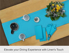 Ruvanti Linen Table Runner 72 Inches, Classic Hemstitch, Washable, Reusable, Non-Slipping, Stain Resistant- Perfect for Parties, Weddings, Dinners, Thanksgiving, Christmas, Indoor use – Blue