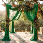 Wokceer Wedding Arch Draping Fabric 6 Panels 28.7" x 20FT Emerald Green Drapes Sheer Fabric Backdrop Arch Draping Fabric for Wedding Ceremony Birthday Party Bridal Shower Decoration
