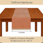 Chardin home Natural Jute Table Runner 13x90 Inch – Vintage Boho Rustic Table Decor – Handwoven Table Runner in Natural Jute and Rust Orange – Farmhouse Dining or Console Table Accent