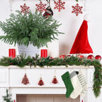 12 Pcs Christmas Norfolk Pine Branches, Artificial Pine Christmas Stems Real Touch Faux Greenery Pine Picks for Vase DIY Garland Wreath Home Indoor Outdoor Decoration