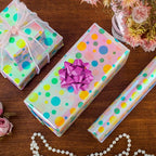 Burymento Holographic Pink Dot Gift Wrapping Paper for Birthday, Valentines, Mothers day, Graduation, Wedding, Fathers day, Baby Shower, Christmas (17in x 32.8ft)
