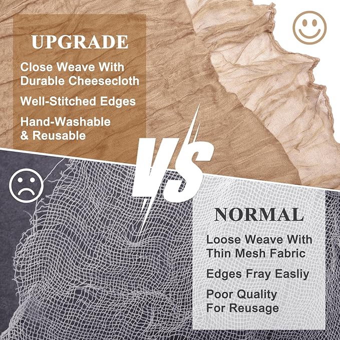 Asee'm 2pcs Cheesecloth Table Runner 120 Inches Long Nude Boho Gauze Cheese Cloth Runner 10FT Rustic Sheer Table Runners for Christmas Wedding Party Baby Shower Spring Easter Decoration