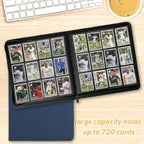 Trading Card Binder 12 Pocket, 720 Pockets Card Binders, Card Collection Binder, Card Album Folder for MTG, TCG, Sports Cards, Game Cards (Dark Blue)