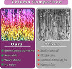 4 Pack Wavy Rainbow Foil Fringe Curtain | 3.3x6.6ft Colorful Tinsel Metallic Streamers Holiday Photo Booth Props Backdrop for Engagement Bridal Shower Unicorn Party Decorations