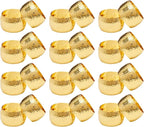 Farmlyn Creek Gold Napkin Ring Set of 12 for Weddings & Events - 1.8 x 1.8 in Zinc Metal Round - Reusable Zinc Design