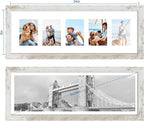 8x24 Picture Frame 2 Pack, Distressed White Wood Frame with Tempered Glass, Display Pictures Multiple Five 4x6 With Mat or 8 x 24 Without Mat - Horizontal or Vertical Wall Mounting