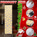 VIHOSE Christmas Snow Blanket with LED Lights String Pre Lit Artificial Fake Snow Blanket Roll Lighted Table Runner for Christmas Tree Village Display Winter Holiday Decor(Warm Light,59'' X 16'')