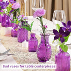 Mini Glass Bud Vases,Versatile Small Bud vases for Home and Wedding Decor, Exquisite Bridal Shower Table Centerpieces,Aromatherapy Bottles,Candle Holder, Ideal of Gifts(Pack of 30,Purple)