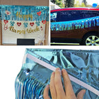 Thick 10 Feet by 15 Inch Turquoise Foil Fringe Garland - Pack of 3 | Shiny Metallic Tinsel Banner for Parade Floats, Bridal Shower, Wedding, Birthday, Christmas | Wall Hanging Drapes (3)