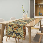 Vintage Boho Floral Table Runner, Elegant Luxurious Rustic Country Farmhouse Navy Blue Gold Retro Flower Pattern for Home Kitchen Table Decor Dining Coffee Room Party Decor 13x36in