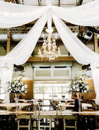 4 Panels White Ceiling Drapes 5ftx20ft Wedding Ceiling Drapes Chiffon Fabric Arch Draping Sheer Curtains Soft Drapery Draping Wedding Ceiling Decorations for Party Ceremony Stage Swag