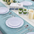 U-QE 60 Pcs White Plastic Plates for Party – Scalloped Plastic Plates Heavy Duty & Elegant – Include 30 10.25" Dinner & 30 7.25" Dessert Plate - Perfect for Weddings, Bridal Showers and Parties
