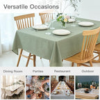 maxmill Linen Textured Rectangle Tablecloth Water Resistant Wrinkle Free Spill-Proof Stain Proof Table Cloth for Dining Room Decoration Banquet Party Wedding Holiday Dinner, 52 x 84 Inch Sage Green