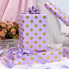 Burymento Purple Holographic Dots Wrapping Paper, Reversible Gold Gift Wrap for Birthday, Valentines, Mothers day, Graduation, Wedding, Fathers day, Baby Shower, Christmas (17in x 16.4ft)