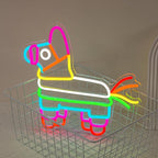 Pinata Neon Sign - Happy Birthday Neon Light for Wall Decor Mexican Colorful Horse Neon Signs with USB Power Neon Light for Bedroom Party Supplies Dimmable Design