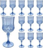 Plastic Wine Glasses，Plastic Goblets Vintage Style Cordial Drinking Glasses for Wedding Reception, Grand Event Party Supplies (12, Blue)