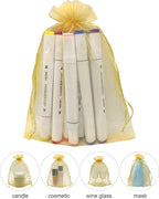 100pcs Gold Organza Gift Bags 6x9 Inch Mesh Drawstring Pouch Jewelry Bags for Wedding, Party, Birthday, Baby Shower