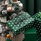 Flyhill Green Wrapping Paper Roll,Reversible Gift Wrap Paper with Polka Dot Design for Birthday,Christmas,Holiday,Party(17 Inch X 32.8 Feet)