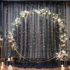 30×10ft Black Tulle Backdrop Curtain with Lights String for Parties, Sheer Curtain Backdrop Drapes for Wedding Party Photography Background