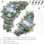 Artificial Flower Swag Set of 2 for Wedding Welcome Signs Floral Decorations, Blue Wedding Arch Flowers for Wedding Ceremony (Blue & Ivory)