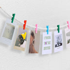 Hanging Photo Display Wall Decor, Wooden Bead Garland Collage Picture Frame with 9 Different Random Colors Wood Clips for Boho Bedroom, Living Room, Office, Dorm Decor