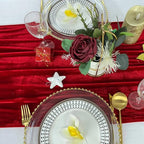 Luxurious Velvet Table Runner, 10ft Wedding Reception Decorations, 20x120inch Soft Velvet Fabric, Table Linen Overlay, Wedding Table Runners (Red, 20X120inch, 2pack)