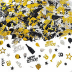 50th Birthday Confetti 50 Confetti Party for Table Metallic Foil Table Scatter Decoration Birthday Centerpieces for Party DIY Arts Crafting Supplies, Gold Black and Silver