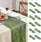 12 Pack Sage Green Cheesecloth Table Runner 10FT Long Boho Gauze Table Runner Rustic Sheer Runner for Wedding Bridal Baby Shower Birthday Party Table Decor Thanksgiving Christmas Decorations