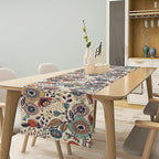 Boho Floral Table Runner,Vintage Flowers Tropical Plants Country Style Table Cloth Kitchen Dining Table Home Party Decoration 13x90 Inch