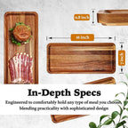 Versatile Acacia Wood Serving Trays - Set of 3 Elegant Platters for Home Decor and Hosting - Perfect for Cheese, Fruit, and Charcuterie Presentation (Large)