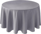 Biscaynebay Textured Fabric Round Tablecloths 90", Silver Grey Water Resistant Table Cloths Circle Folding Table Covers Linen for Dining, Kitchen, Wedding & Parties etc.