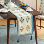 ISAENNE Designer Light Green Linen Table Runner 71 Inches Long,French Floral Patterns Elegant Table Runner for Dining Tables,Thanksgiving,Kitchen Tables,Christmas,12"*71"-Floralsea B