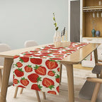 Strawberry Table Runner,Spring Summer Fruit Print Table Runner for Kitchen Dining Table Home Party Decoration 13x72 Inch