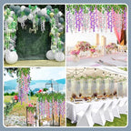 24 Pack Grey Wisteria Hanging Flowers Garland, 3.77 Feet Artificial Flower Vines, Fake Wisteria, Artificial Vines Hanging Garland for Backdrop Outdoor Yard Garden Decor
