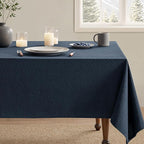 MIULEE Navy Linen Cottton Table Cloth Rectangle Tablecloth Waterproof Spillproof Cross-Star Textured Table Cltoth Decorative Farmhouse Style for Dining Party Weddings 60x120 Inch