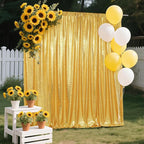 SquarePie Sequin Backdrop Curtain Not See Through Background for Wedding Party 10FT x 10FT Gold