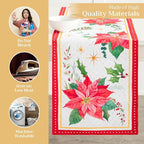 Maison d' Hermine Table Runner 100% Cotton Single Layer Table Runners 108 inches Long for Thanksgiving Christmas Decorations Home Kitchen Dining Party Wedding (Poinsettia Christmas, 14.5" x 108")