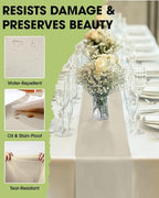 Pureegg Ivory Plastic Table Runners - 10 Pack, 14'' x 108'', Water Resistant & Disposable Cream Centerpiece Decorations for Table Cloth, Wedding, Birthday, Holiday, Baby Shower, Beige Home Decor