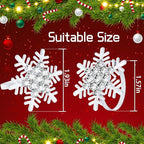 Halatool Christmas Napkin Rings Set of 8, White Snowflake with White Rhinestone Napkin Holder for Christmas Thanksgiving Winter Holiday Place Setting, Weddings, Party Table Decoration