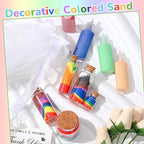 Wettarn 60 Pcs 1.25 oz Sand Art Bottle Kits 60 Colors of Sand and Bottle for Rangoli Art Painting DIY Drawing Favor Diwali Wedding Decoration Vase Glass Crafty Collection (Multicolor)