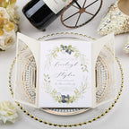 25Pcs Light Gold Glitter Laser Cut Wedding Invitation Kits with Envelopes and RSVP Cards Personalized Invitations for Sweet 16 Baby Bridal Shower Engagement Quinceanera Invite