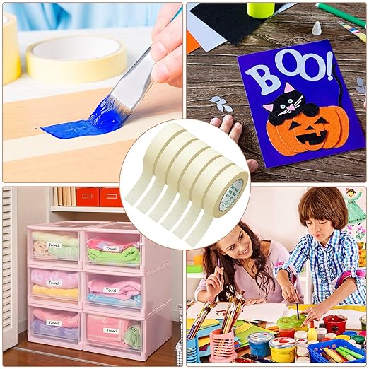 Masking Tape Bulk General Purpose Masking Painting Tape 55 Yards for Painting Home Office School Stationery Arts Crafts Basic Use, Easy Removal(45 Rolls,1 Inch)