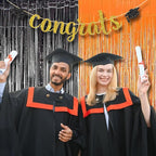 BRAVESHINE 1 Black 1 Orange Tinsel Photo Backdrop Curtains - 3.2x8.2ft Foil Fringe Streamer Curtain for Birthdays, Halloweens, Graduations, Pumpkin, Home, Indoor or Outdoor Party Supplies Decorations