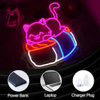 Sushi Cat Neon Sign Delicious Japanese Sushi LED Light Sign for Wall Decor Dimmable Cute Cat Neon Light for Sushi Shop Japanese Restaurant Kitchen Supermarket Cafe Bar home Party Girl Boy
