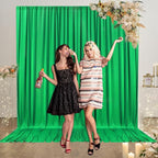 2 Panels Green Backdrop Curtain, 10 x 7 Feet Background Curtains for Parties, Weddings, Baby Showers, Bachelorette Halloween, Christmas Birthday Party Photoshoot Backdrop Curtains Decorations