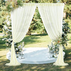 PARTISKY 10ftx7ft Ivory Chiffon Backdrop Curtains, Wrinkle-Free Sheer Fabric Photo Drapes for Wedding Ceremony Arch Birthday Baby Shower Photography Stage Decor 5ft x 7ft, 2 Panel